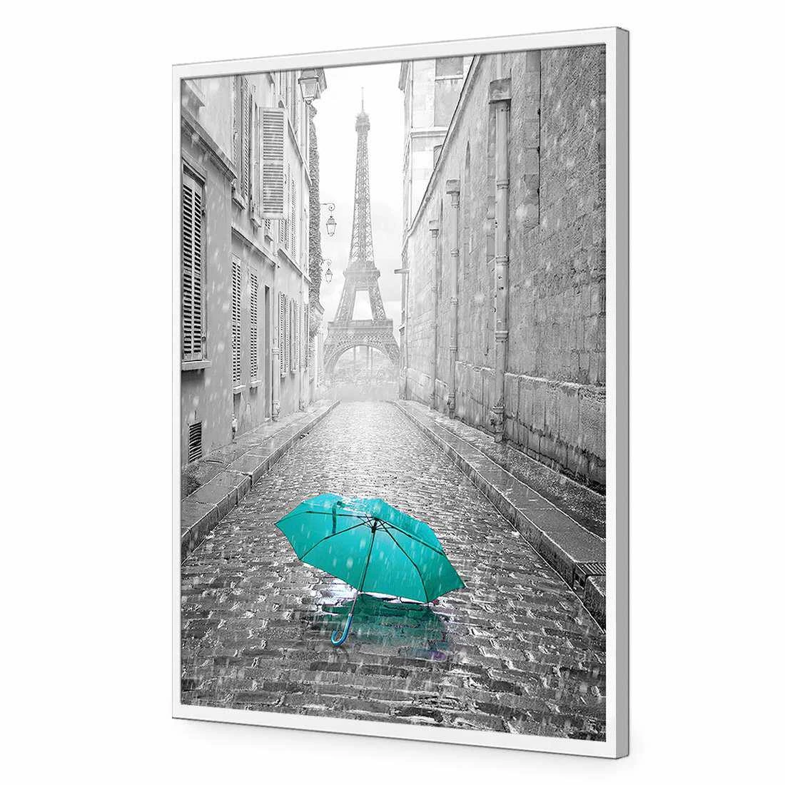 Lost Umbrella In Paris, Teal Acrylic Print Art Lost Umbrella In Paris, Teal Acrylic Print Art -WALL ART DESGIN SALE lost umbrella in paris teal acrylic print art without border white frame 45x30cm 578857