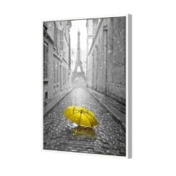 Lost Umbrella In Paris, Yellow Canvas Art 5 Lost Umbrella In Paris, Yellow Canvas Art -WALL ART DESGIN SALE lost umbrella in paris yellow canvas art 45x30cm white frame 598257