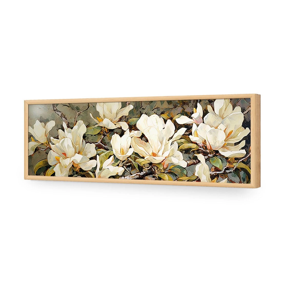 Magnolia Branch Magnolia Branch -WALL ART DESGIN SALE magnolia branch acrylic glass no border oak frame 90x30cm 472036