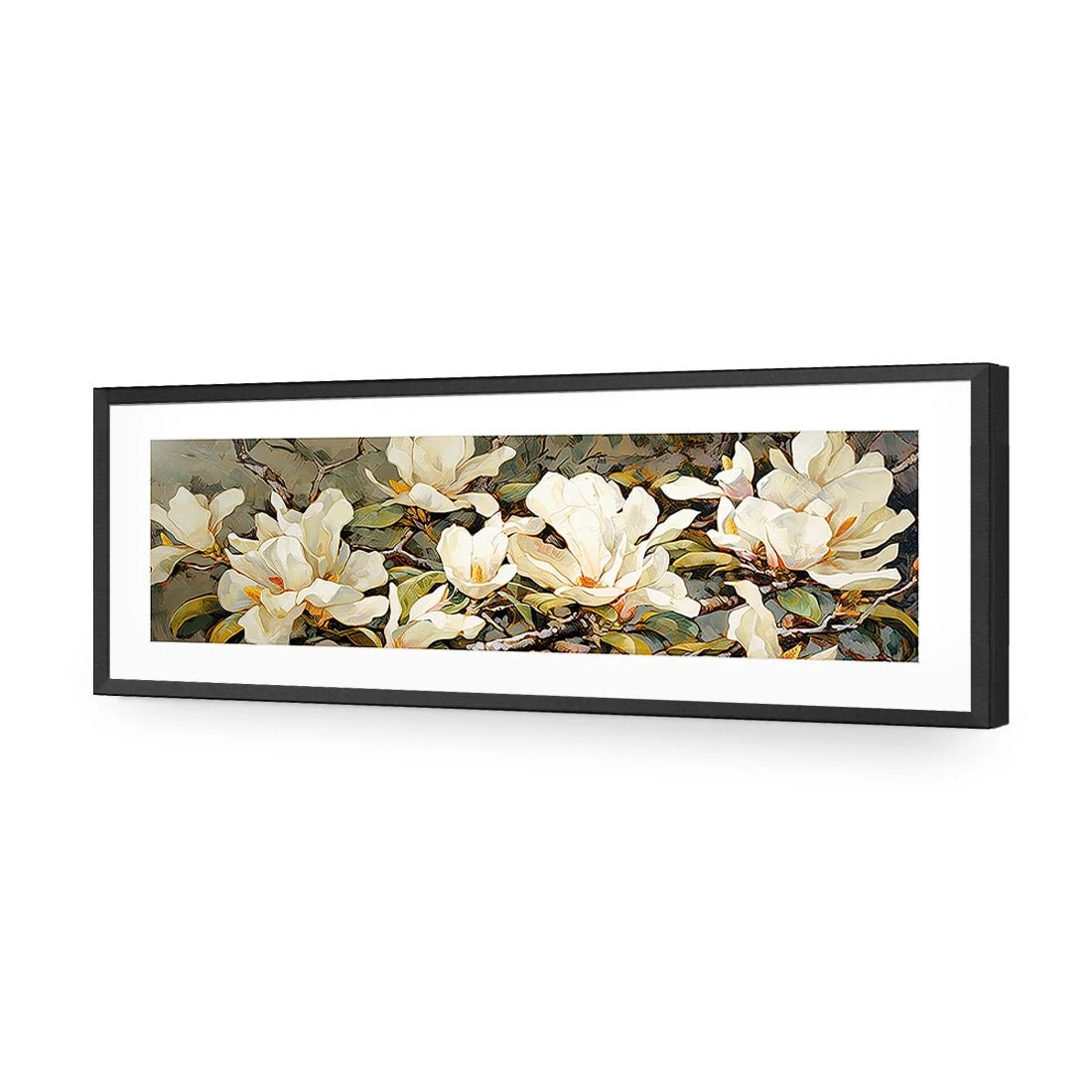 Magnolia Branch Magnolia Branch -WALL ART DESGIN SALE magnolia branch acrylic glass with border black frame 90x30cm 999585