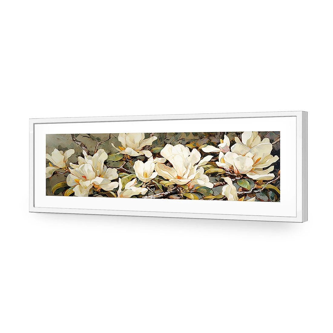 Magnolia Branch Magnolia Branch -WALL ART DESGIN SALE magnolia branch acrylic glass with border white frame 90x30cm 357042