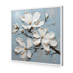 Magnolia On Blue I 16 Magnolia On Blue I -WALL ART DESGIN SALE magnolia on blue i acrylic glass no border white frame 37x37cm 403021