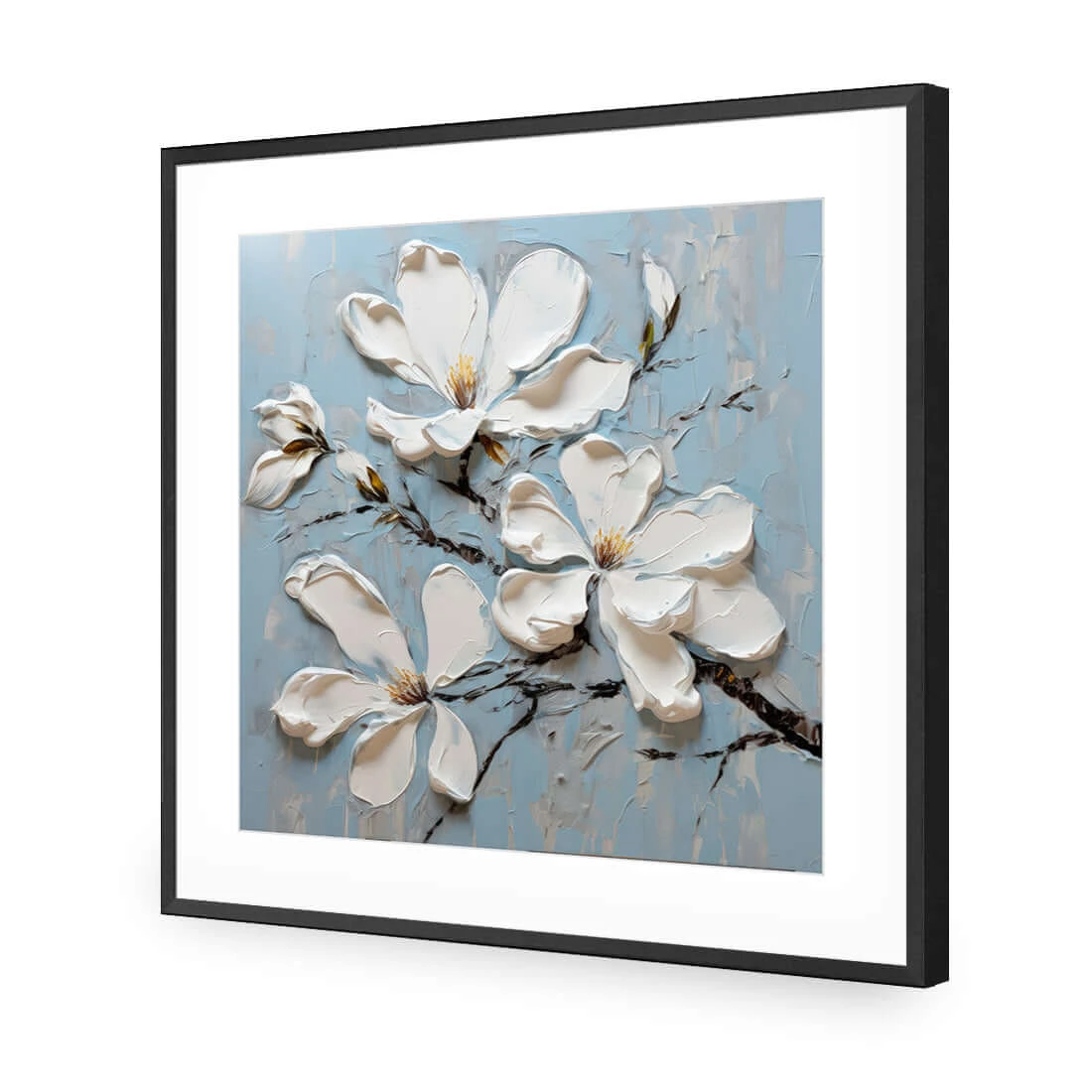 Magnolia on Blue I Magnolia On Blue I -WALL ART DESGIN SALE magnolia on blue i acrylic glass with border black frame 37x37cm 644695