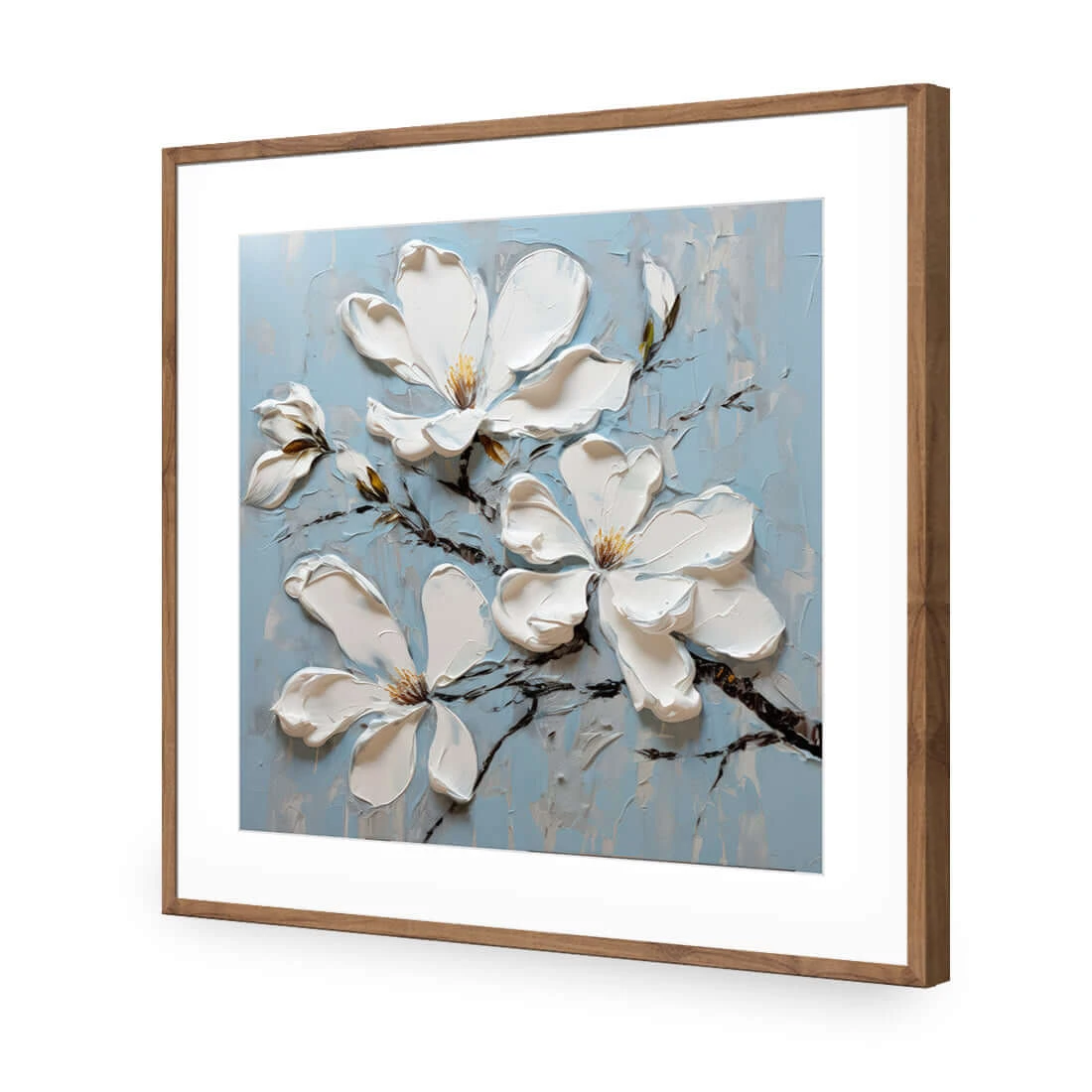 Magnolia on Blue I Magnolia On Blue I -WALL ART DESGIN SALE magnolia on blue i acrylic glass with border natural frame 37x37cm 481028