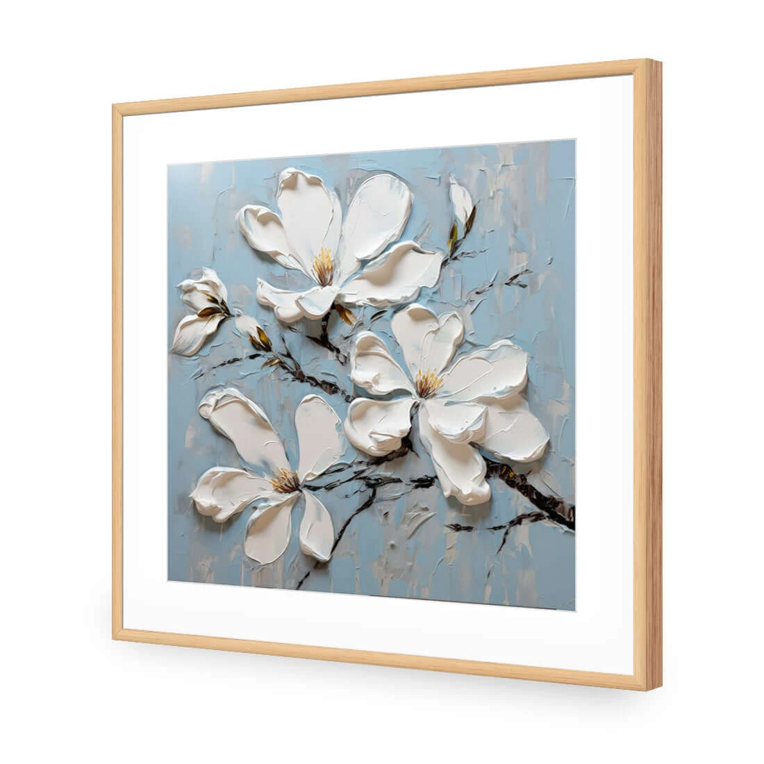 Magnolia on Blue I Magnolia On Blue I -WALL ART DESGIN SALE magnolia on blue i acrylic glass with border oak frame 37x37cm 924716