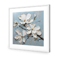 Magnolia On Blue I 11 Magnolia On Blue I -WALL ART DESGIN SALE magnolia on blue i acrylic glass with border white frame 37x37cm 155938