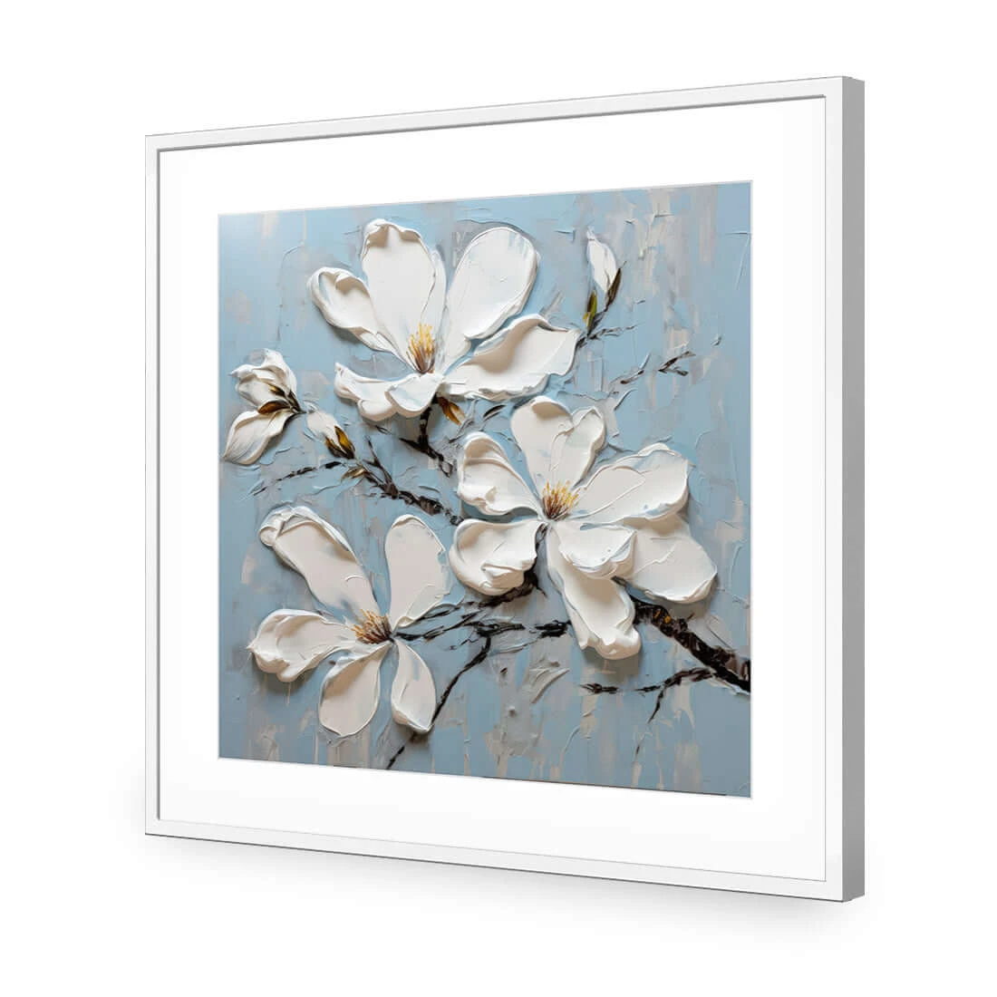 Magnolia on Blue I Magnolia On Blue I -WALL ART DESGIN SALE magnolia on blue i acrylic glass with border white frame 37x37cm 155938