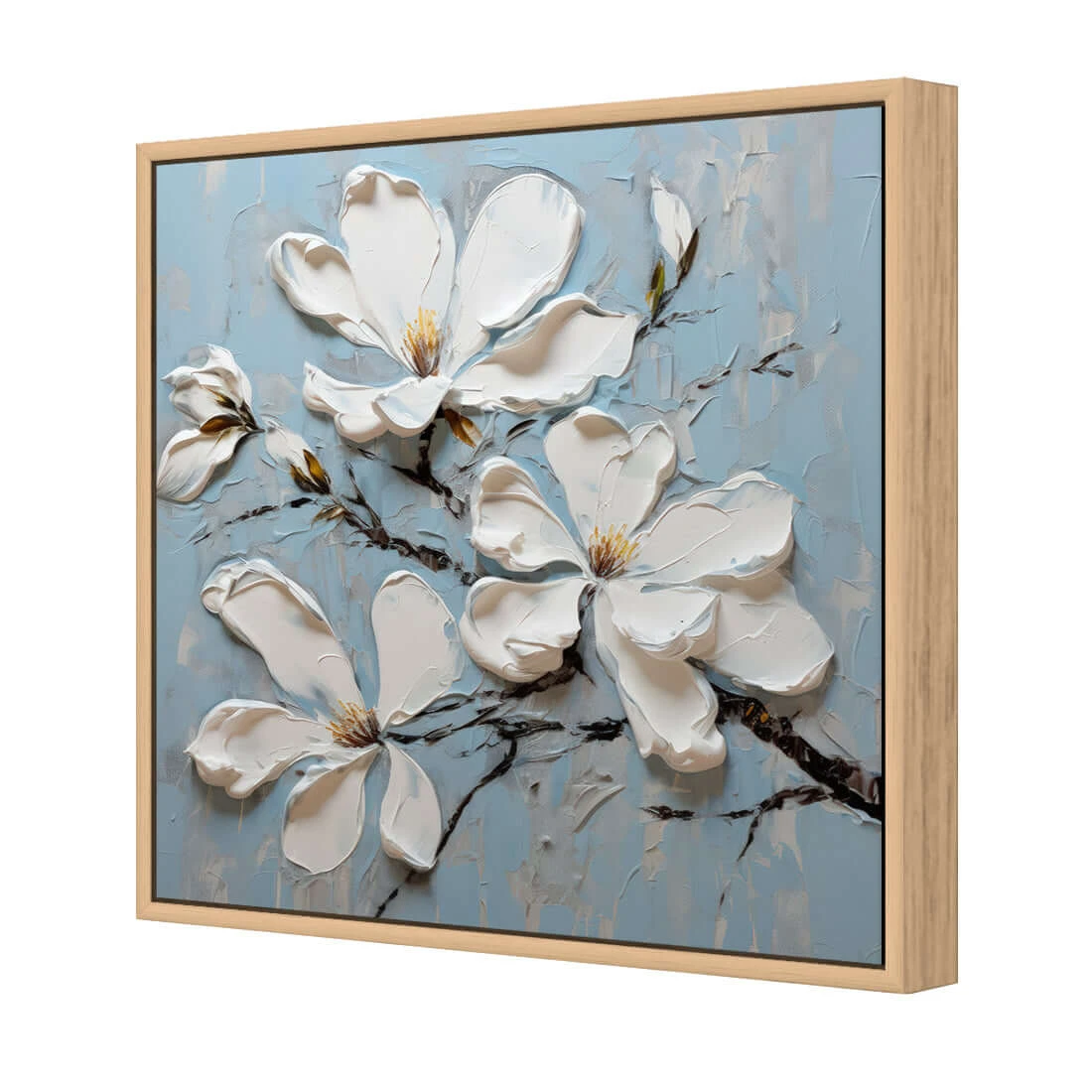 Magnolia on Blue I Magnolia On Blue I -WALL ART DESGIN SALE magnolia on blue i canvas oak floating frame 37x37cm 639811