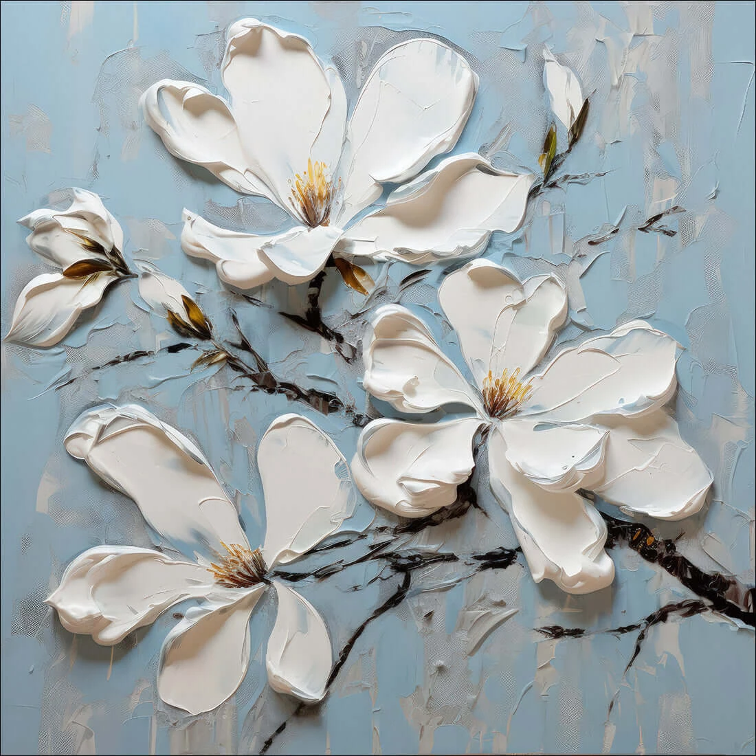 Magnolia on Blue I Magnolia On Blue I -WALL ART DESGIN SALE magnolia on blue i canvas stretched canvas 37x37cm 365133