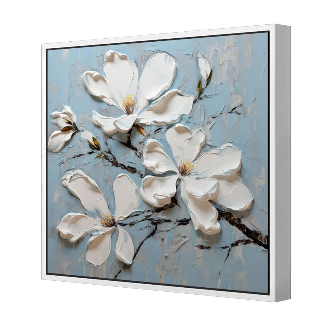 Magnolia on Blue I Magnolia On Blue I -WALL ART DESGIN SALE magnolia on blue i canvas white floating frame 37x37cm 615784