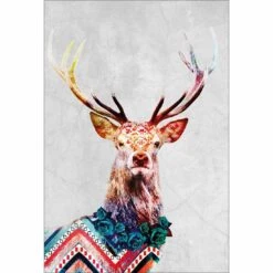 Majestic Deer Mosaic Canvas Art