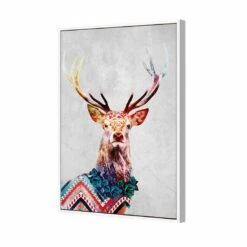 Majestic Deer Mosaic Canvas Art 5 Majestic Deer Mosaic Canvas Art -WALL ART DESGIN SALE majestic deer mosaic canvas art 45x30cm white frame 111471
