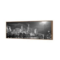 Melbourne Skyline, B&W Canvas Art -WALL ART DESGIN SALE melbourne skyline bw canvas art 60x20cm natural frame 499629