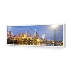 Melbourne Skyline (long) -WALL ART DESGIN SALE melbourne skyline long acrylic glass no border white frame 90x30cm 768196