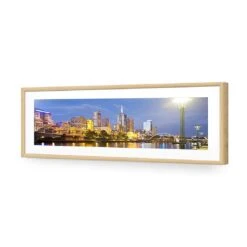 Melbourne Skyline (long) -WALL ART DESGIN SALE melbourne skyline long acrylic glass with border oak frame 90x30cm 220286