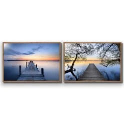 Misty Blue Jetty Escaped Perfect Pairs -WALL ART DESGIN SALE misty blue jetty escaped perfect pairs acrylic glass no border natural frame 45x30cm 468280