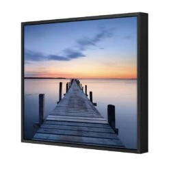 Misty Blue Jetty, Square Canvas Art -WALL ART DESGIN SALE misty blue jetty square canvas art 30x30cm black frame 483888