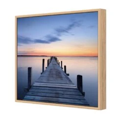 Misty Blue Jetty, Square Canvas Art -WALL ART DESGIN SALE misty blue jetty square canvas art 30x30cm oak frame 312958