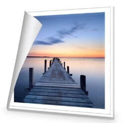 Misty Blue Jetty, Square Canvas Art -WALL ART DESGIN SALE misty blue jetty square canvas art 30x30cm rolled canvas 413894