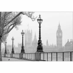 Misty London, B&W Canvas Art