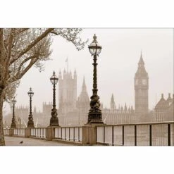 Misty London, Sepia Canvas Art