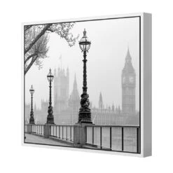 Misty London (square) 5 Misty London (square) -WALL ART DESGIN SALE misty london square canvas white floating frame 37x37cm 235173
