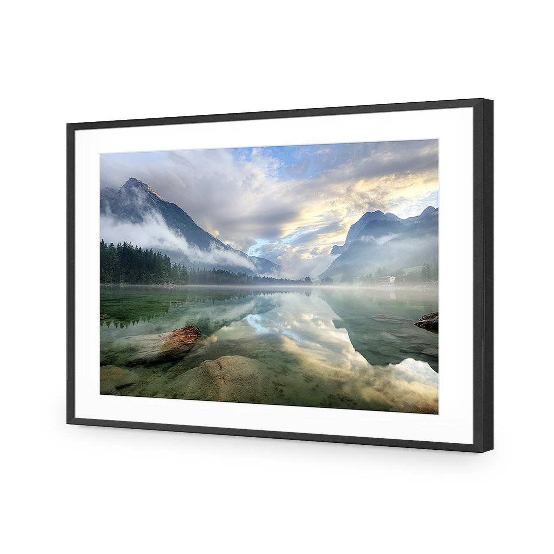 Misty Mountain Lake Acrylic Print Art Misty Mountain Lake Acrylic Print Art -WALL ART DESGIN SALE misty mountain lake acrylic print art with border black frame 45x30cm 686506