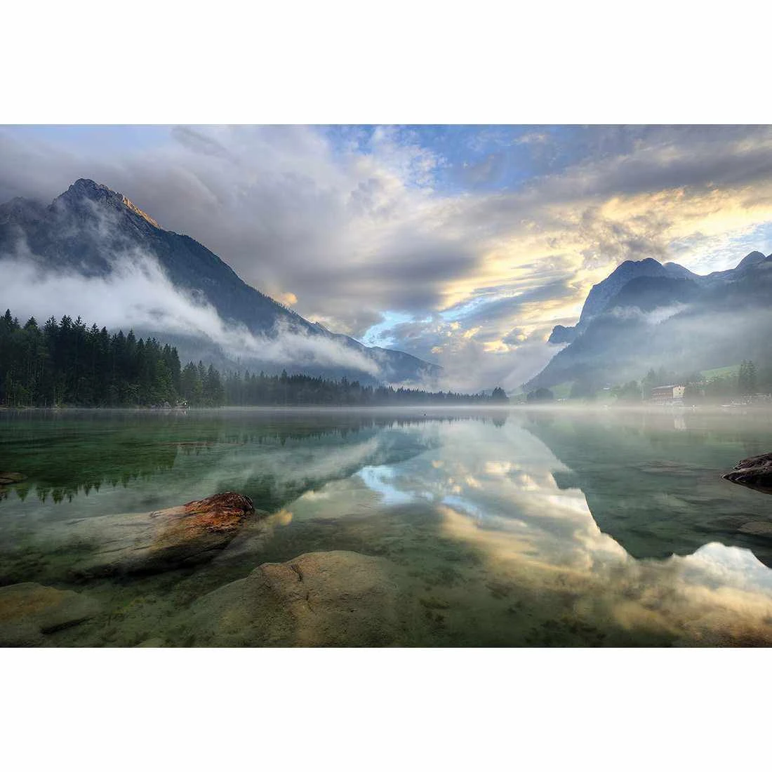 Misty Mountain Lake Acrylic Print Art Misty Mountain Lake Acrylic Print Art -WALL ART DESGIN SALE misty mountain lake acrylic print art with border no frame 45x30cm 941340