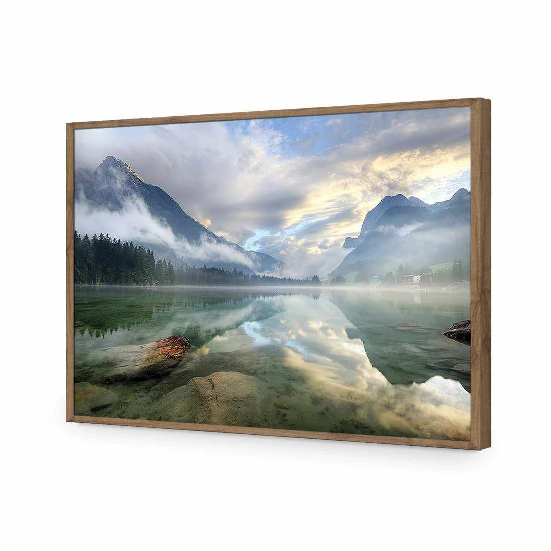 Misty Mountain Lake Acrylic Print Art Misty Mountain Lake Acrylic Print Art -WALL ART DESGIN SALE misty mountain lake acrylic print art without border natural frame 45x30cm 746079
