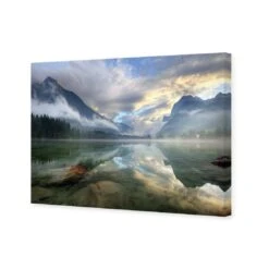 Misty Mountain Lake Canvas Art -WALL ART DESGIN SALE misty mountain lake canvas art 45x30cm no frame 521047
