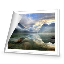 Misty Mountain Lake Canvas Art -WALL ART DESGIN SALE misty mountain lake canvas art 45x30cm rolled canvas 450338