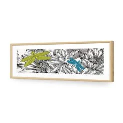 Multicoloured Dragonflies (long) -WALL ART DESGIN SALE multicoloured dragonflies long acrylic glass with border oak frame 90x30cm 629881