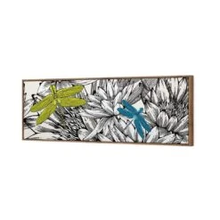 Multicoloured Dragonflies (long) -WALL ART DESGIN SALE multicoloured dragonflies long canvas natural floating frame 60x20cm 888180