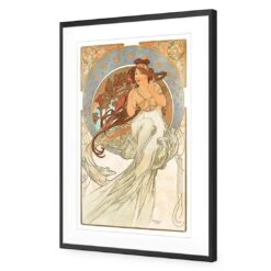 Music By Alphonse Mucha -WALL ART DESGIN SALE music by alphonse mucha acrylic glass with border black frame 45x30cm 250078