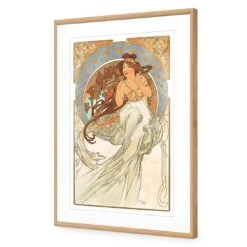 Music By Alphonse Mucha -WALL ART DESGIN SALE music by alphonse mucha acrylic glass with border oak frame 45x30cm 376293