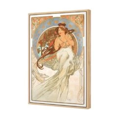 Music By Alphonse Mucha -WALL ART DESGIN SALE music by alphonse mucha canvas oak floating frame 45x30cm 666263