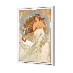 Music By Alphonse Mucha -WALL ART DESGIN SALE music by alphonse mucha canvas white floating frame 45x30cm 417289
