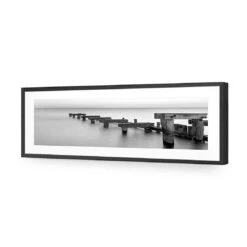Old Bay Jetty, Black And White (long) 10 Old Bay Jetty, Black And White (long) -WALL ART DESGIN SALE old bay jetty black and white long acrylic glass with border black frame 90x30cm 659905