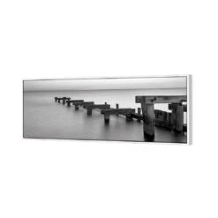 Old Bay Jetty, Black And White (long) 5 Old Bay Jetty, Black And White (long) -WALL ART DESGIN SALE old bay jetty black and white long canvas white floating frame 60x20cm 979560