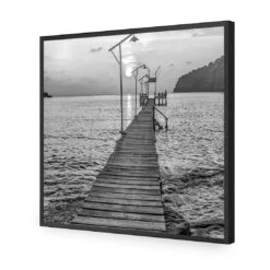 Old Wooden Jetty, Black And White (square) -WALL ART DESGIN SALE old wooden jetty black and white square canvas stretched canvas 37x37cm 480592
