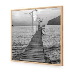 Old Wooden Jetty, Black And White (square) -WALL ART DESGIN SALE old wooden jetty black and white square canvas stretched canvas 37x37cm 527815