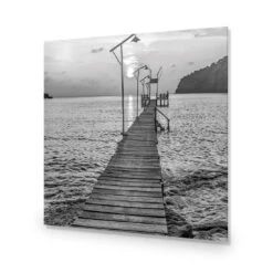 Old Wooden Jetty, Black And White (square) -WALL ART DESGIN SALE old wooden jetty black and white square canvas stretched canvas 37x37cm 655676