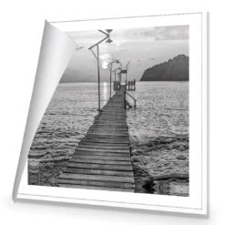 Old Wooden Jetty, Black And White (square) -WALL ART DESGIN SALE old wooden jetty black and white square canvas stretched canvas 37x37cm 856023