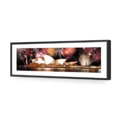 Opera House With Sydney Fireworks (long) -WALL ART DESGIN SALE opera house with sydney fireworks long acrylic glass with border black frame 90x30cm 524056