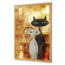 Ornamental Cats (Portrait) -WALL ART DESGIN SALE ornamental cats portrait acrylic glass no border oak frame 45x30cm 929107
