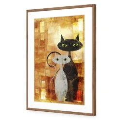 Ornamental Cats (Portrait) -WALL ART DESGIN SALE ornamental cats portrait acrylic glass with border natural frame 45x30cm 298057