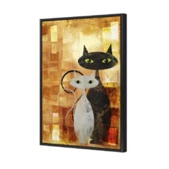 Ornamental Cats (Portrait) -WALL ART DESGIN SALE ornamental cats portrait canvas black floating frame 45x30cm 197545