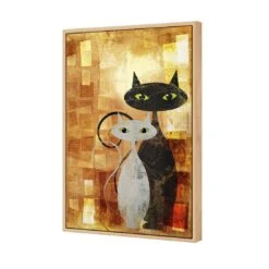 Ornamental Cats (Portrait) -WALL ART DESGIN SALE ornamental cats portrait canvas oak floating frame 45x30cm 624964
