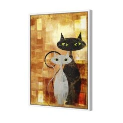 Ornamental Cats (Portrait) -WALL ART DESGIN SALE ornamental cats portrait canvas white floating frame 45x30cm 593507