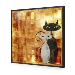 Ornamental Cats (Square) -WALL ART DESGIN SALE ornamental cats square acrylic glass no border black frame 37x37cm 951675